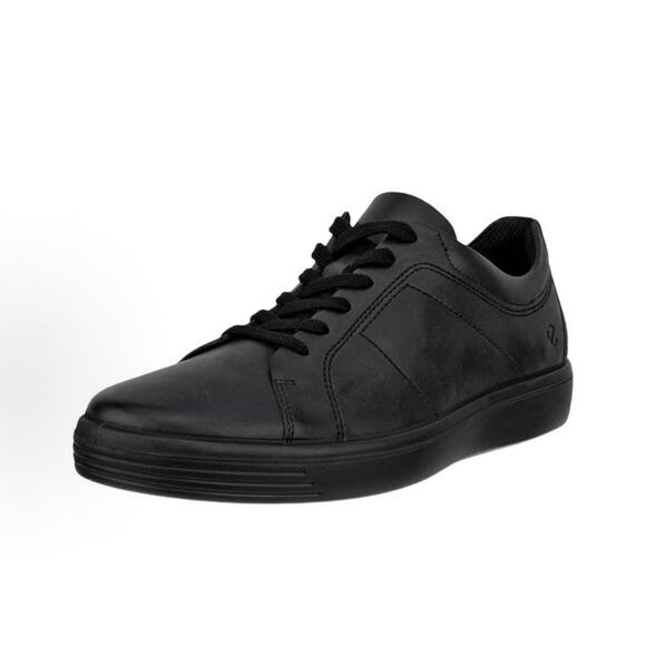 ECCO MEN\'S 48 BLACK CLASSIC SNEAKER GENUINE LEATHER LOW TOP NIB RARE main image 4